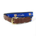 Leather Belt w/ Woven Fabric - Adult Size: Medium (34-36)